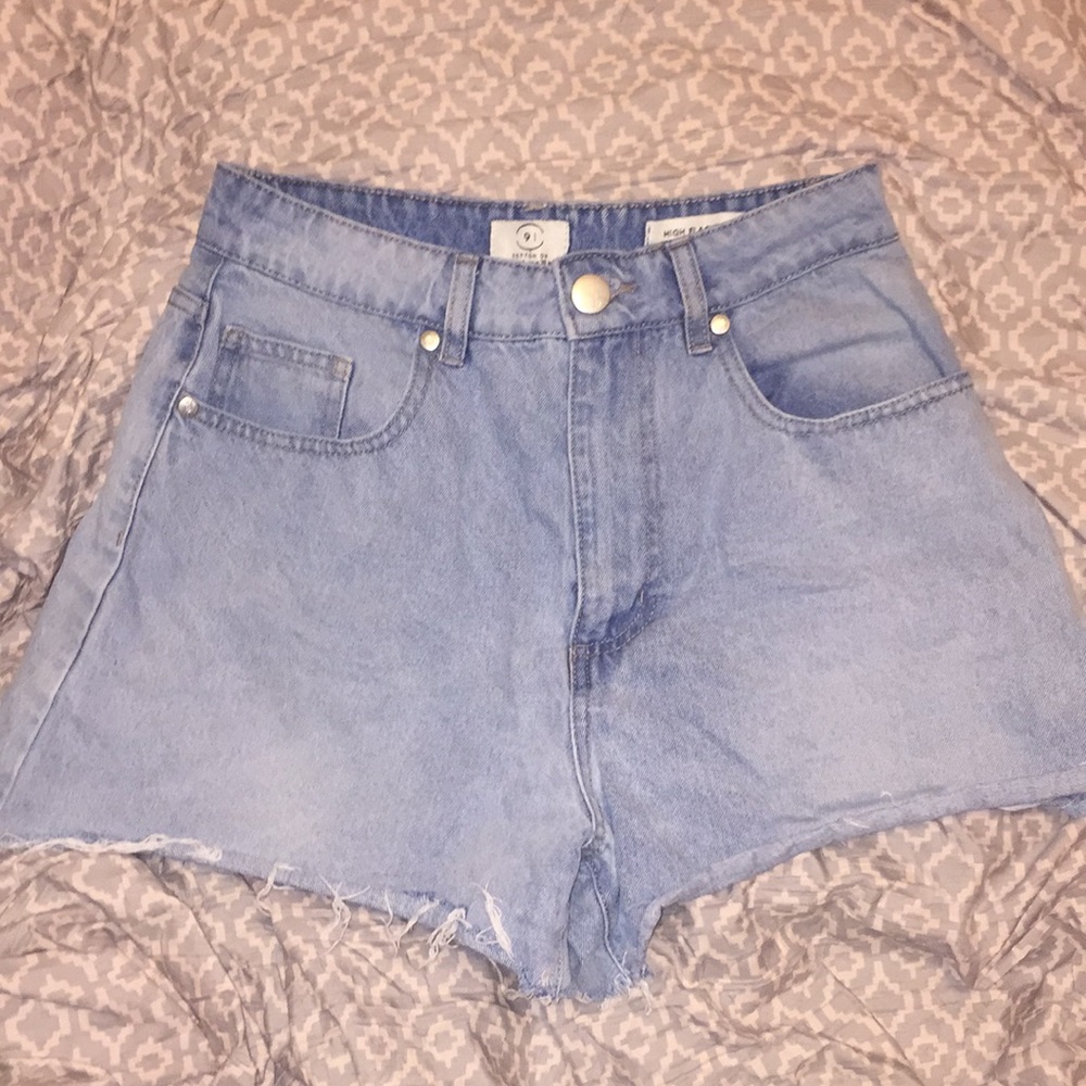 Light blue denim shorts